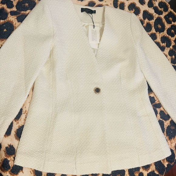 Ted Baker Tweed V Neck Blazer Vanilla Ice size 6 - Picture 4 of 10